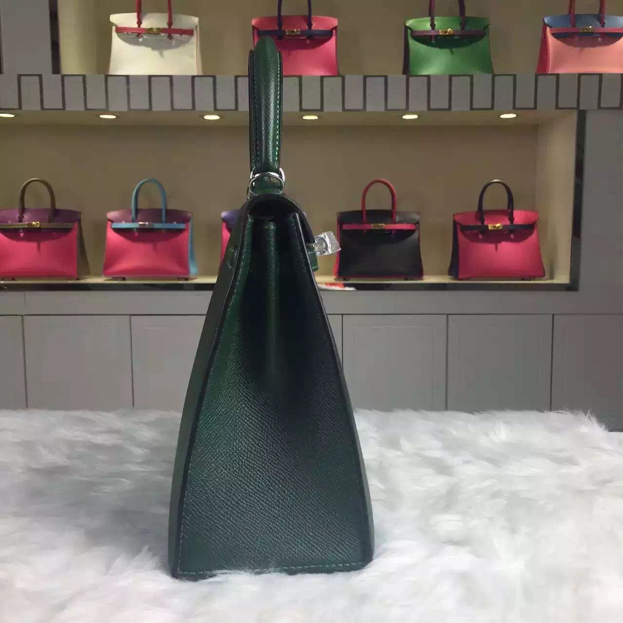 Discount Hermes France Epsom Calfskin Leather 2Q English Green Kelly25CM