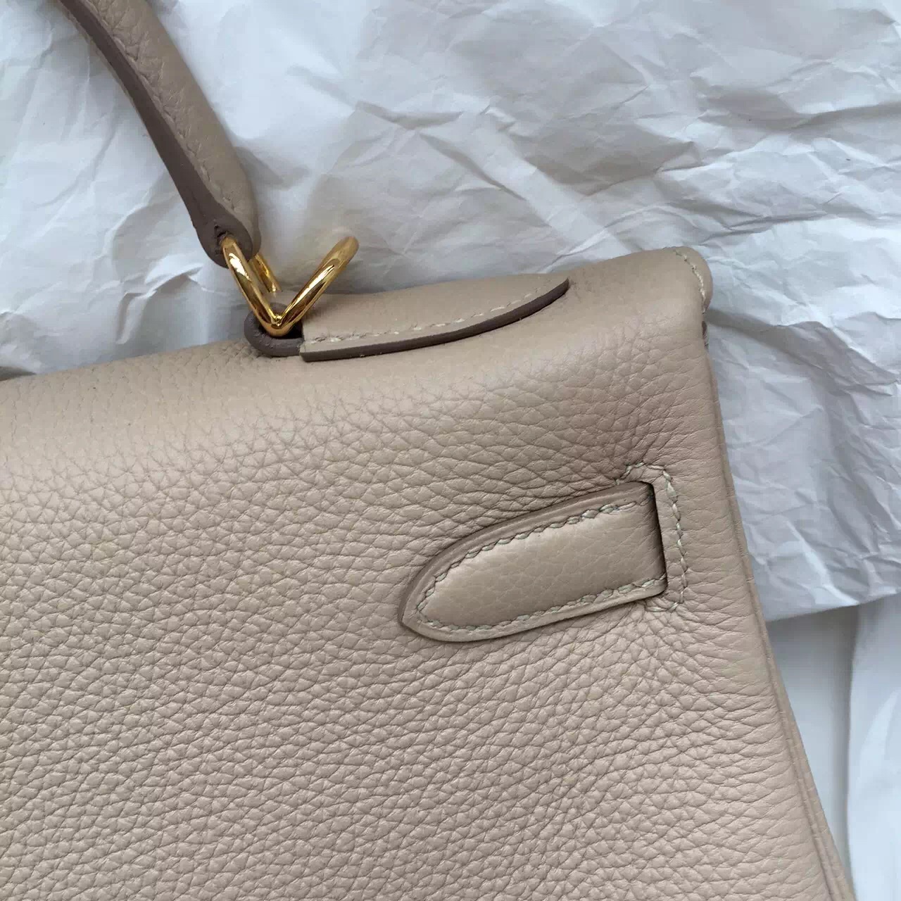 Cheap Hermes Kelly Bag Diamond Gray Togo Calfskin Leather Handbag 32CM