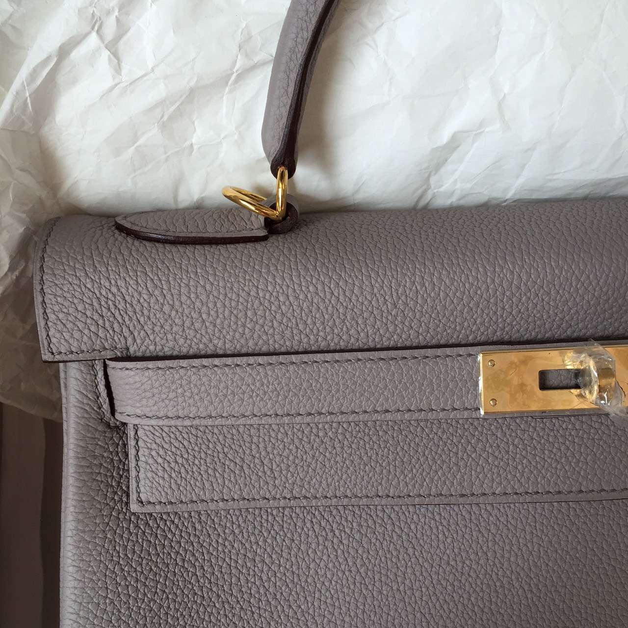 Wholesale 32CM Hermes Kelly Bag in Light Coffee Retourne Togo Leather New Handbag
