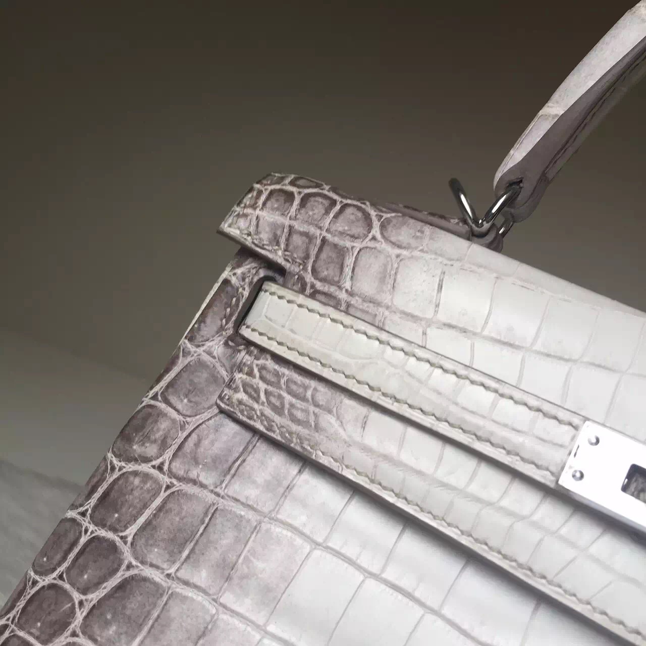 Sale Hermes Bag Himalaya Crocodile Leather Sellier Kelly Bag25CM