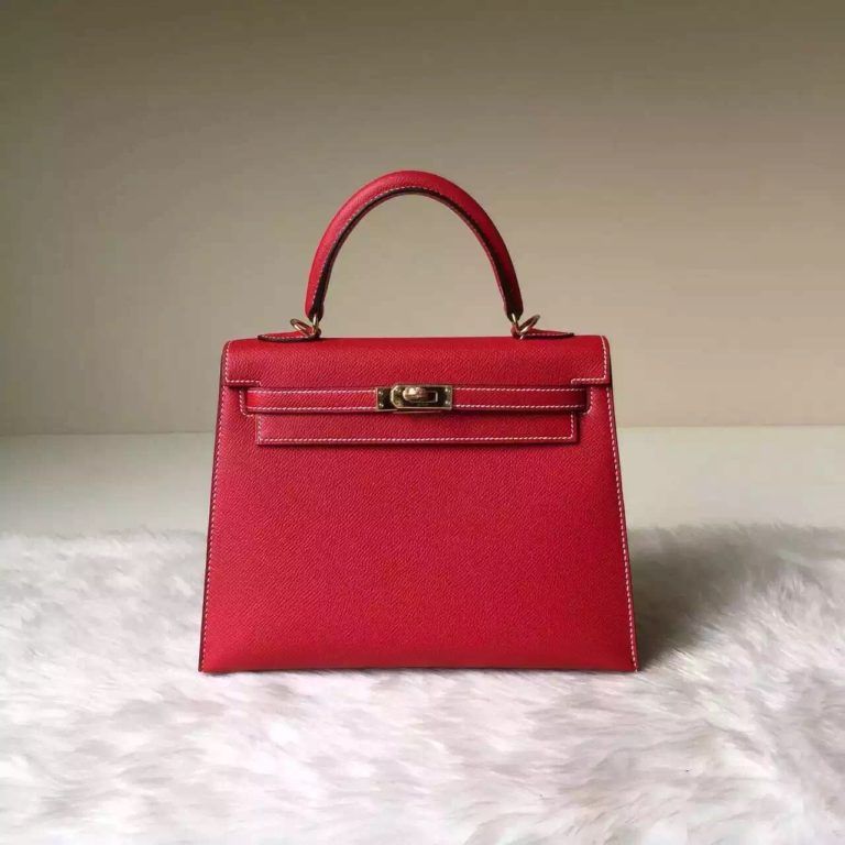 Hermes Q5 Rouge Casaque Epsom Leather Kelly Bag  25cm