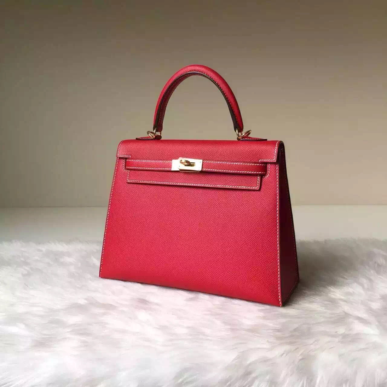 Hot Sale Hermes Q5 Rouge Casaque Epsom Leather Kelly Bag 25cm