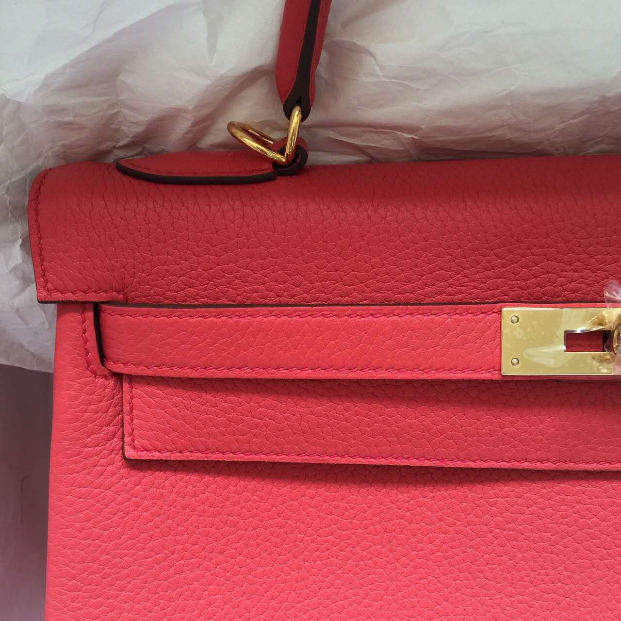 Hand Stitching Hermes Kelly Bag 32CM Retourne T5 Rose Jaipure Togo Leather Women&#8217;s Handbag