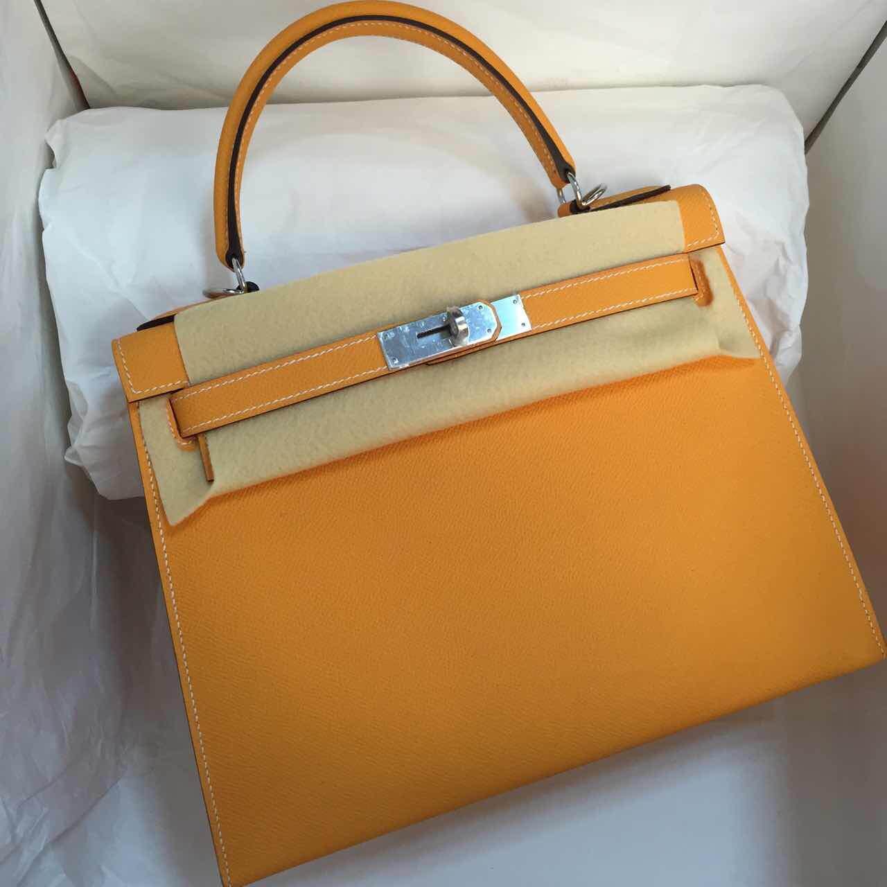 Hermes Kelly Bag Sellier 9V Sun Yellow Epsom Calfskin Leather Women&#8217;s Tote &#038; Shoulder Bag