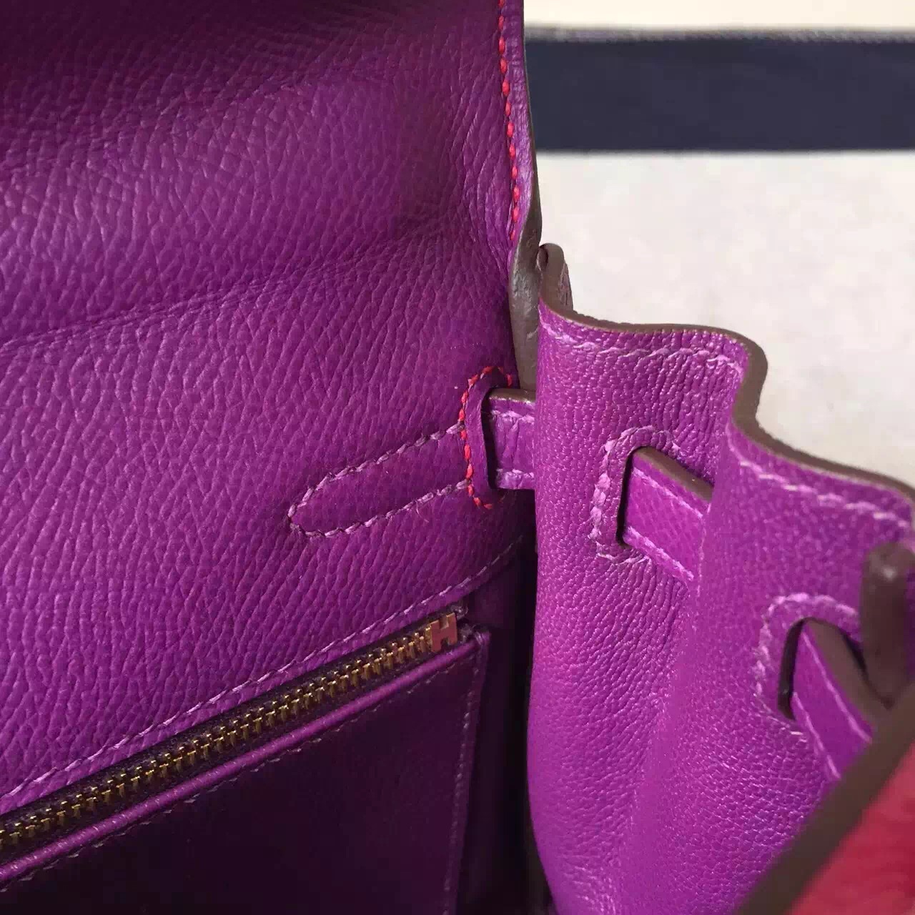 Hermes Epsom Leather Three Color Blocking Kelly Bag25cm