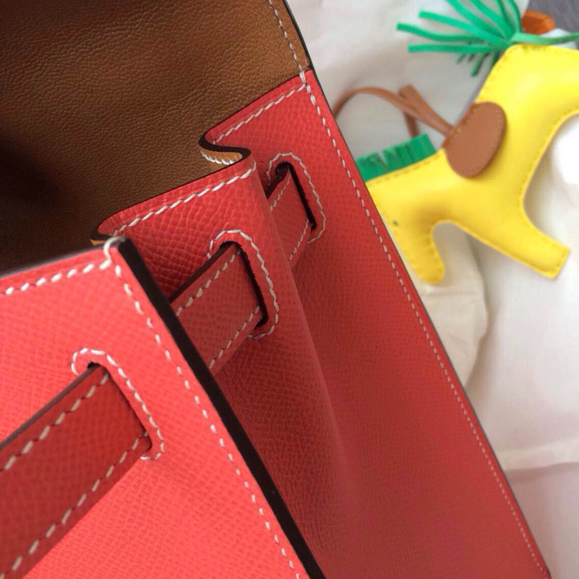 Hermes Kelly Bag Sellier T5 Rose Jaipure/Brown inner Epsom Leather Bag 28cm