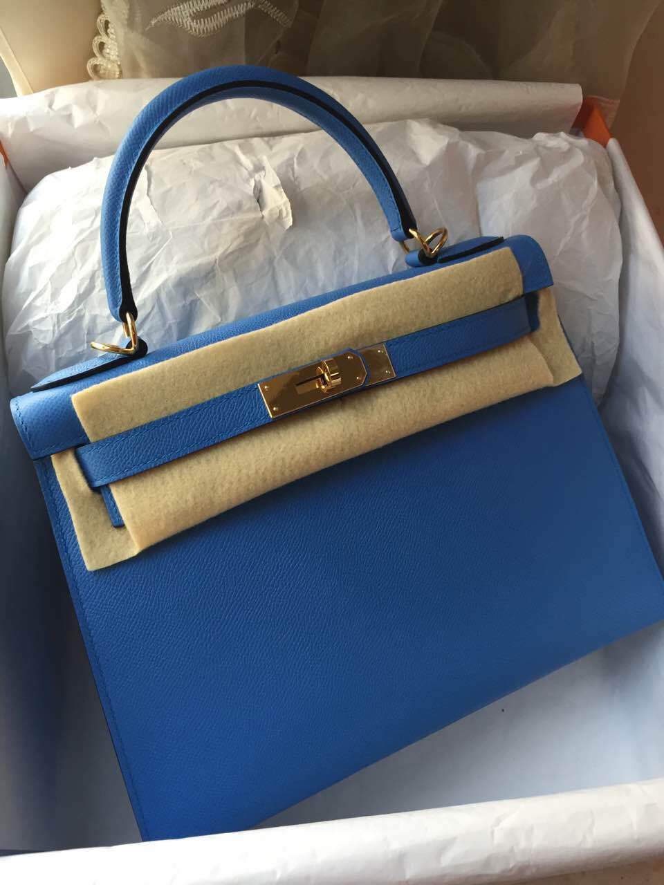 Discount Hermes Kelly Bag Sellier 2T Blue Paradise Epsom Calfskin Leather Tote Bag