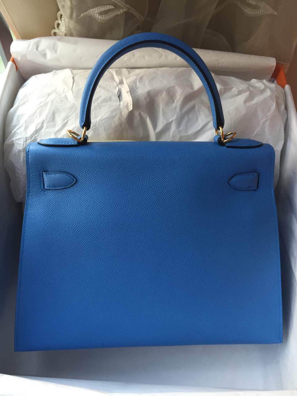 Discount Hermes Kelly Bag Sellier 2T Blue Paradise Epsom Calfskin Leather Tote Bag