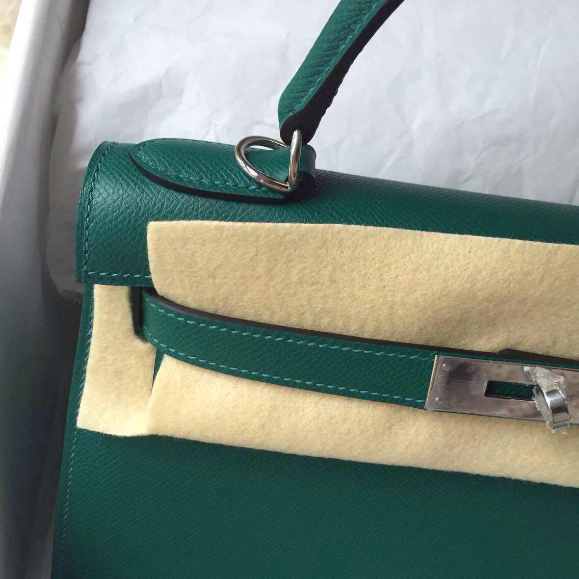 Hermes Z6 Malachite Color Epsom Calfskin Leather Kelly Bag Sellier 28cm