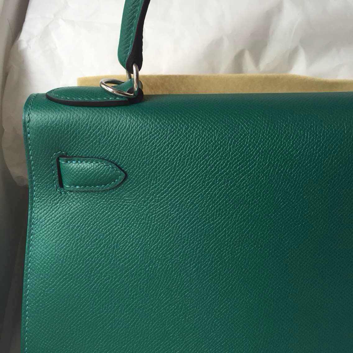 Hermes Z6 Malachite Color Epsom Calfskin Leather Kelly Bag Sellier 28cm