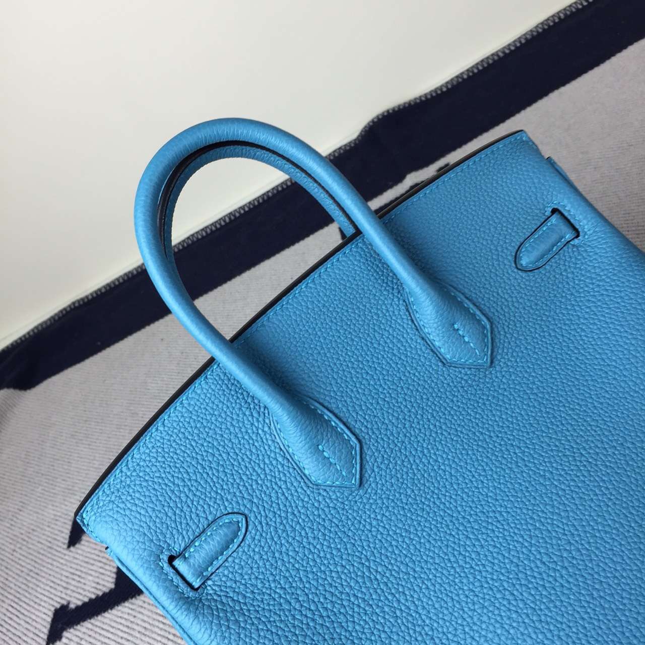 Discount Hermes 7B Turquoise Blue Togo Leather Birkin25cm Handbag