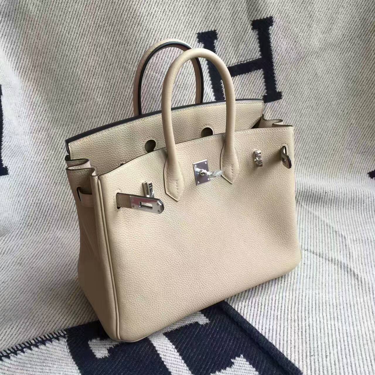 Wholesale Hermes Togo Calskin Leather Birkin25cm Handbag in S2 Coat Grey