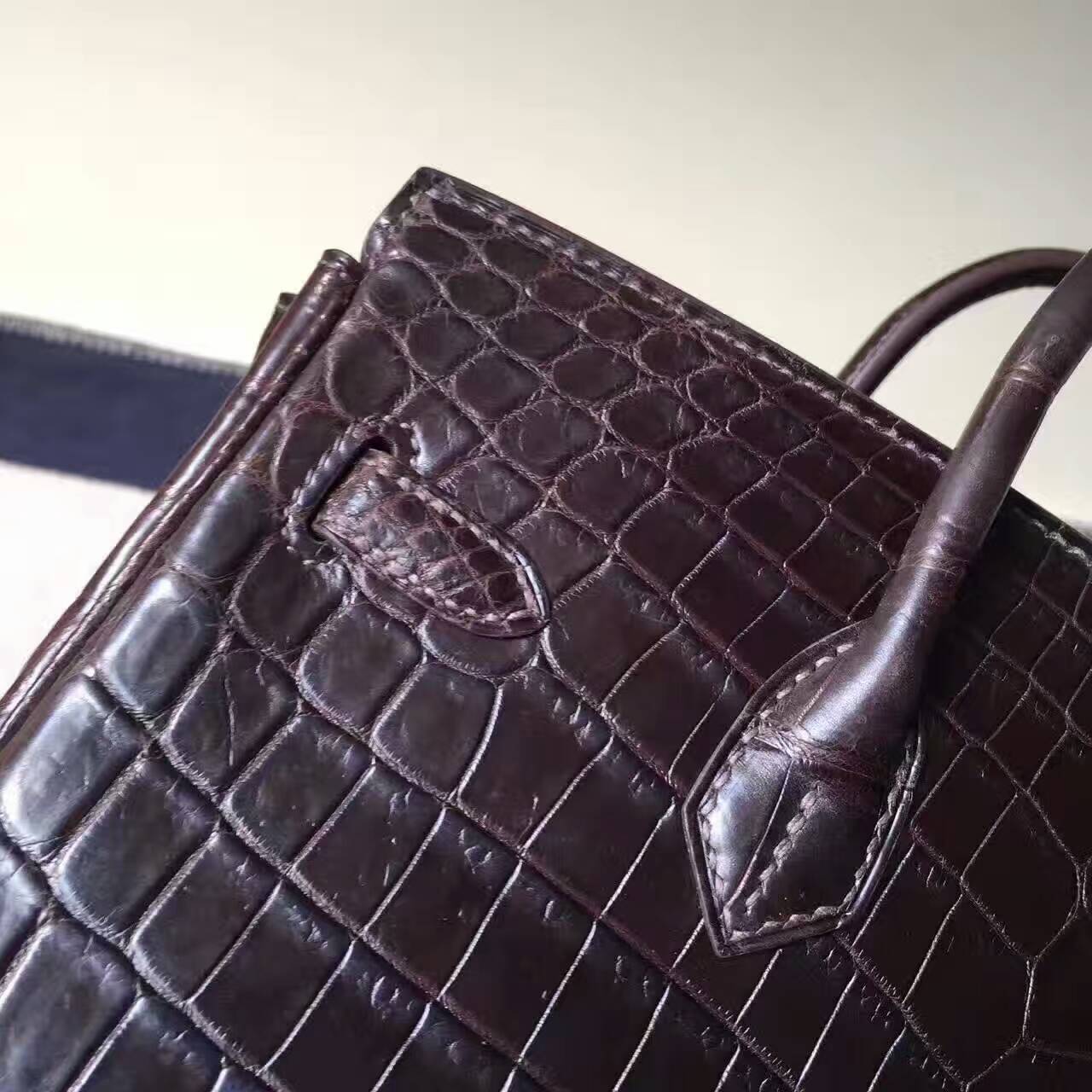 High Quality Hermes Chocolate Color Crocodile Matt Birkin Bag 25cm