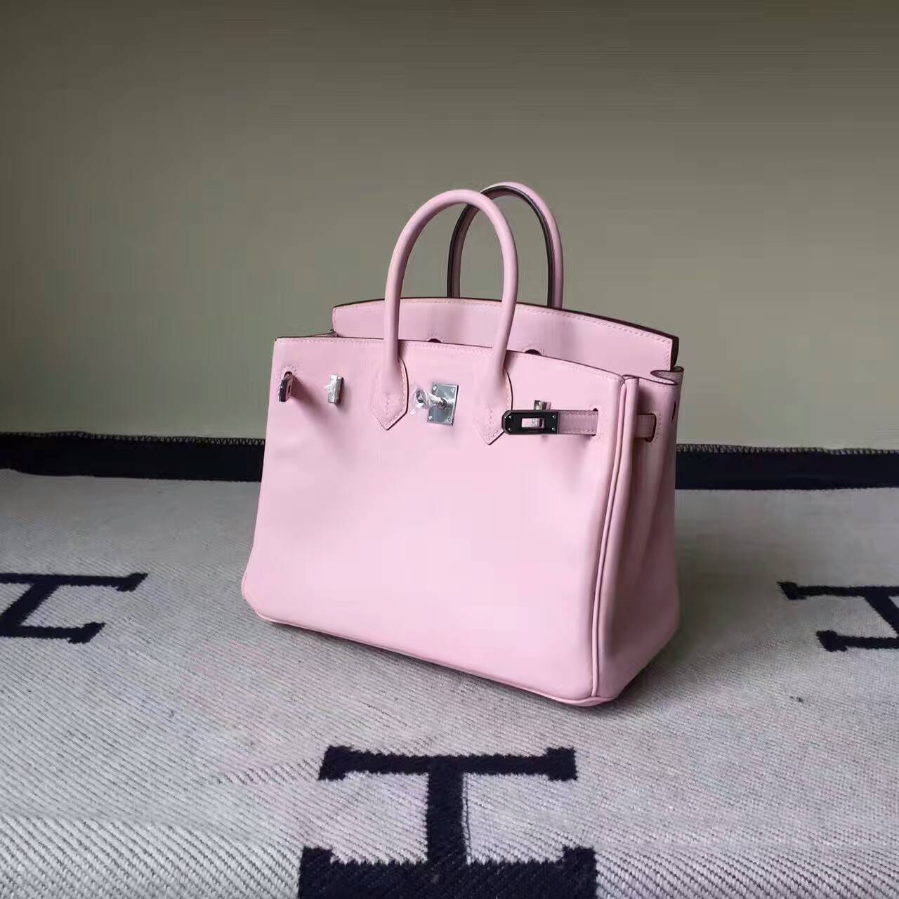 Wholesale Hermes 3Q Rose Sakura  Swift Leather Birkin Bag 25cm