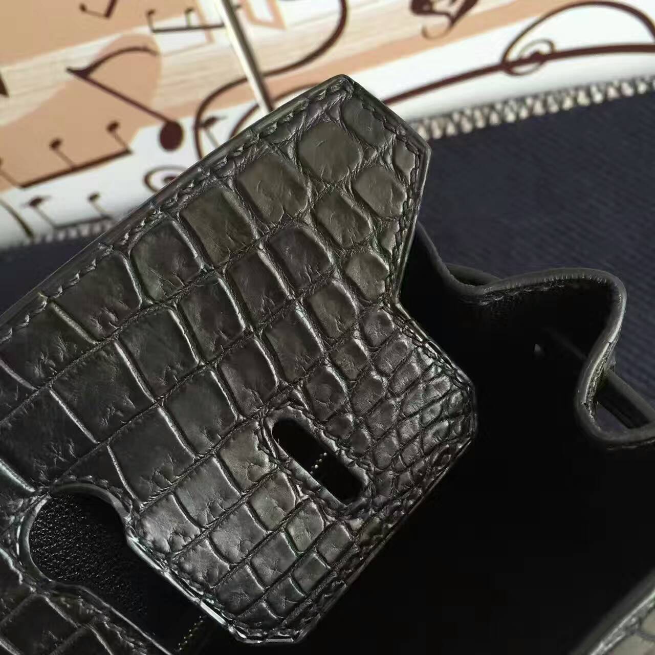 Wholesale Hermes CK89 Black Crocodile Matt Leather Birkin Bag 25cm