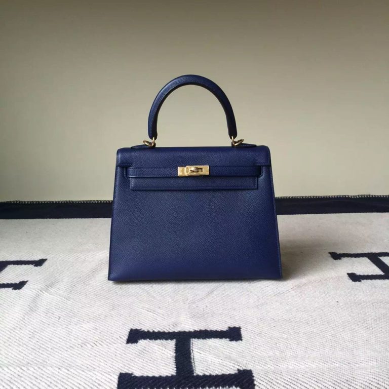 Hermes Kelly Bag  25cm 73 Dark Blue Epsom Leather