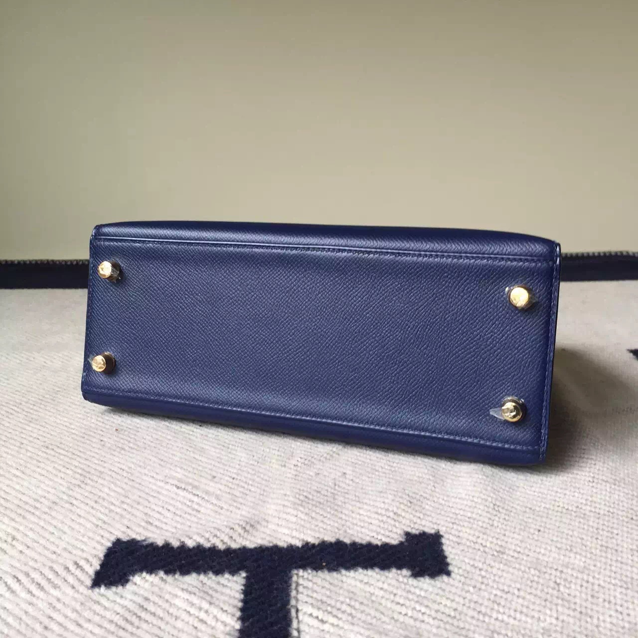 Hot Sale Hermes Kelly Bag 25cm 73 Dark Blue Epsom Leather
