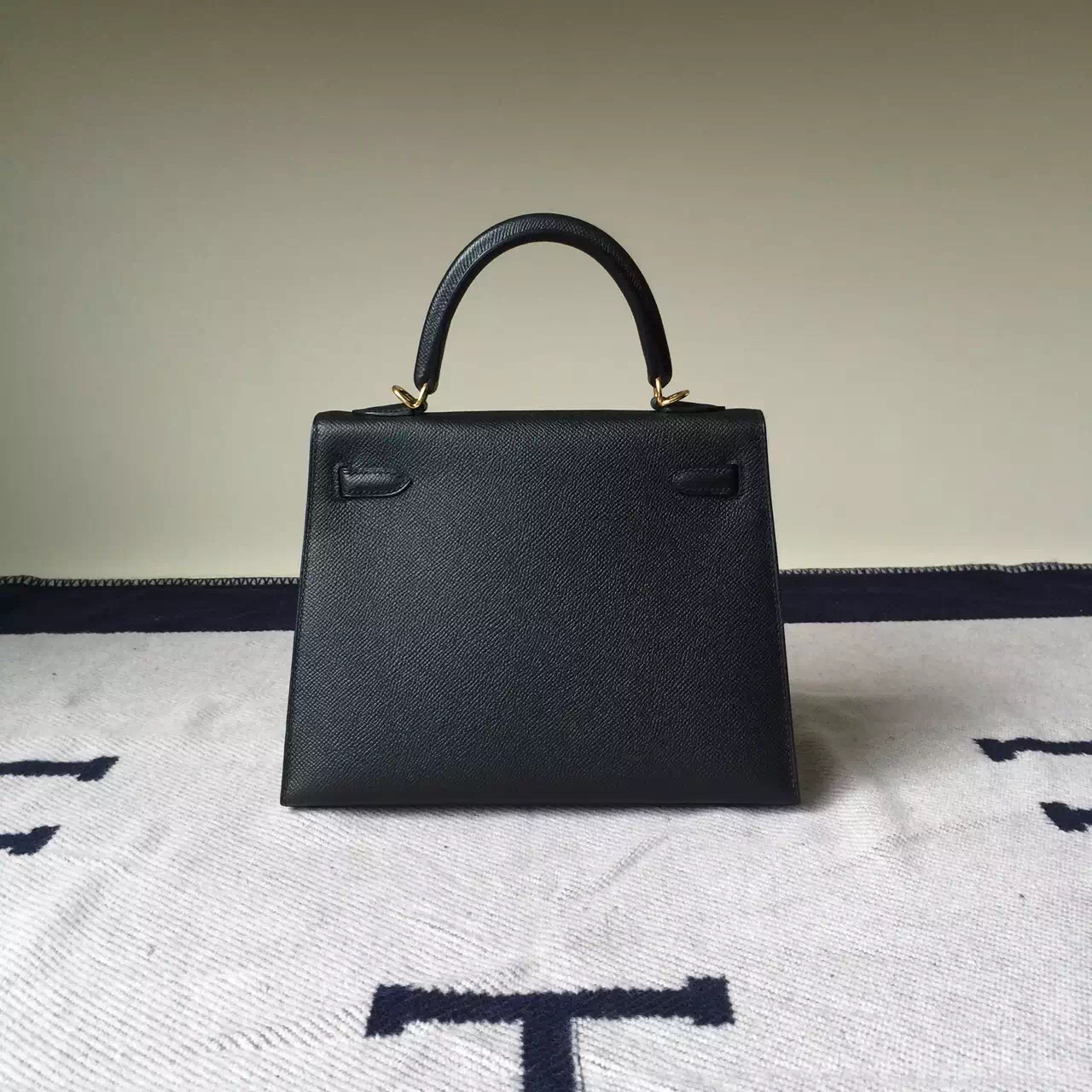 Fashion Hermes CK89 Black Epsom Leather Kelly Bag 25cm