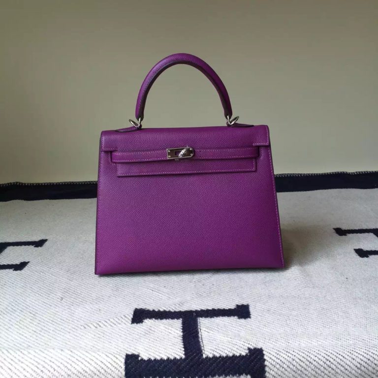 Hermes Kelly Bag  25cm P9 Anemone Purple Epsom Calfskin Leather
