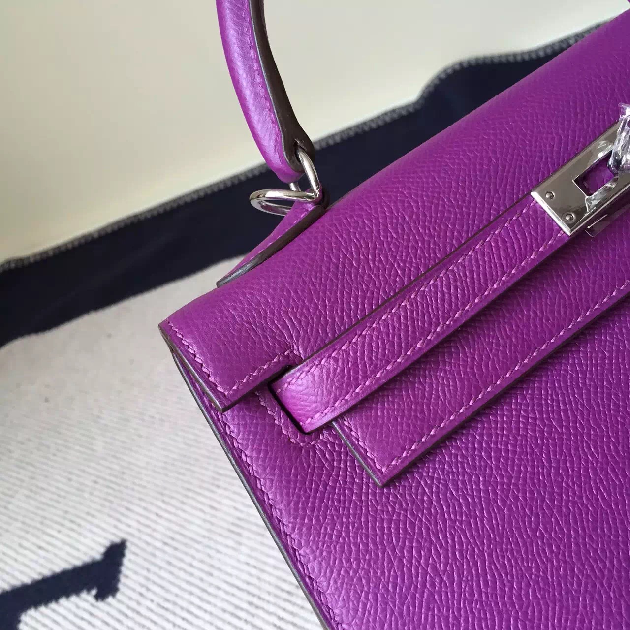 Cheap Hermes Kelly Bag 25cm P9 Anemone Purple Epsom Calfskin Leather