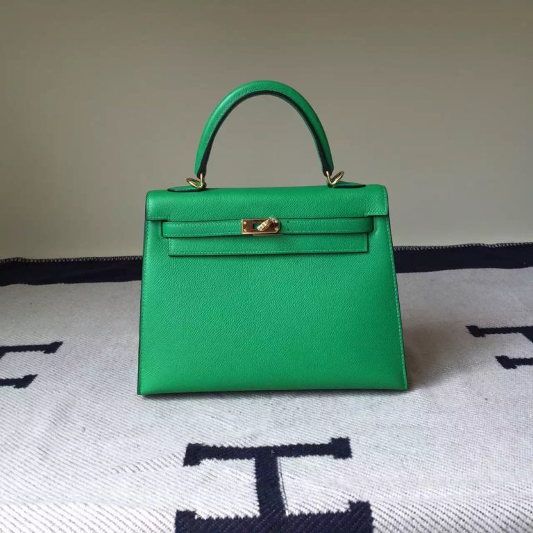 Hermes Bag 1K Bamboo Green Epsom Leather Kelly  25cm Bag