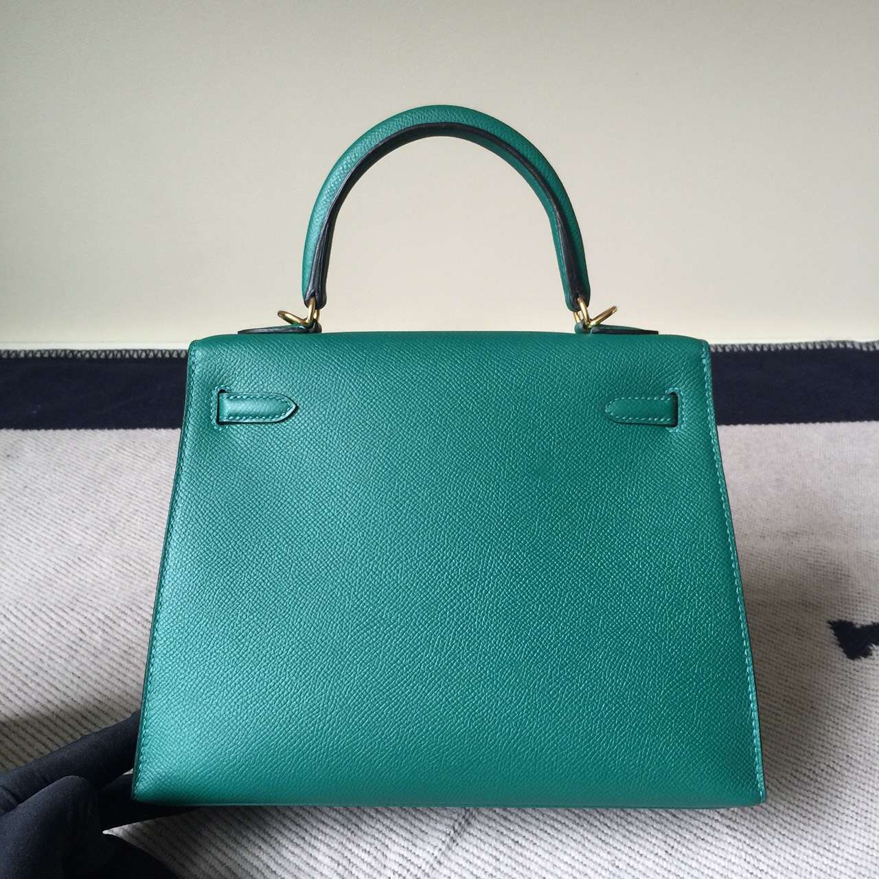 New Noble Hermes Z6 Malachite Green Epsom Leather Kelly Women&#8217;s Bag25cm