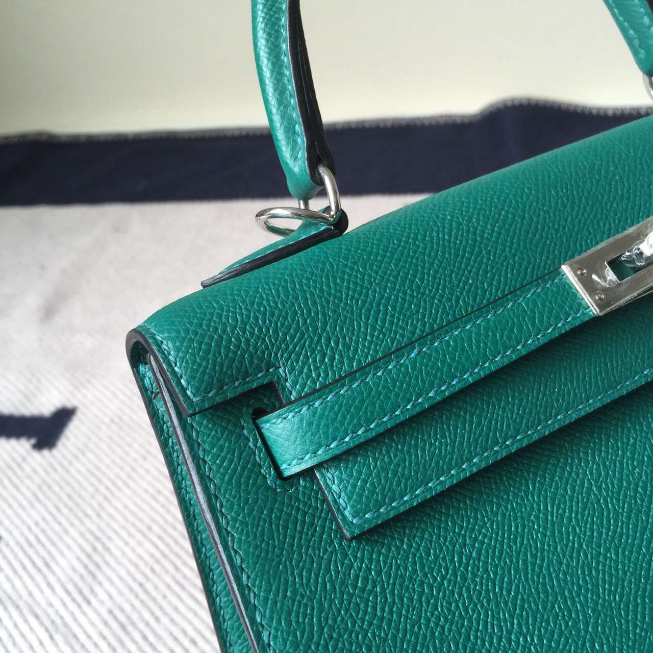 New Noble Hermes Z6 Malachite Green Epsom Leather Kelly Women&#8217;s Bag25cm