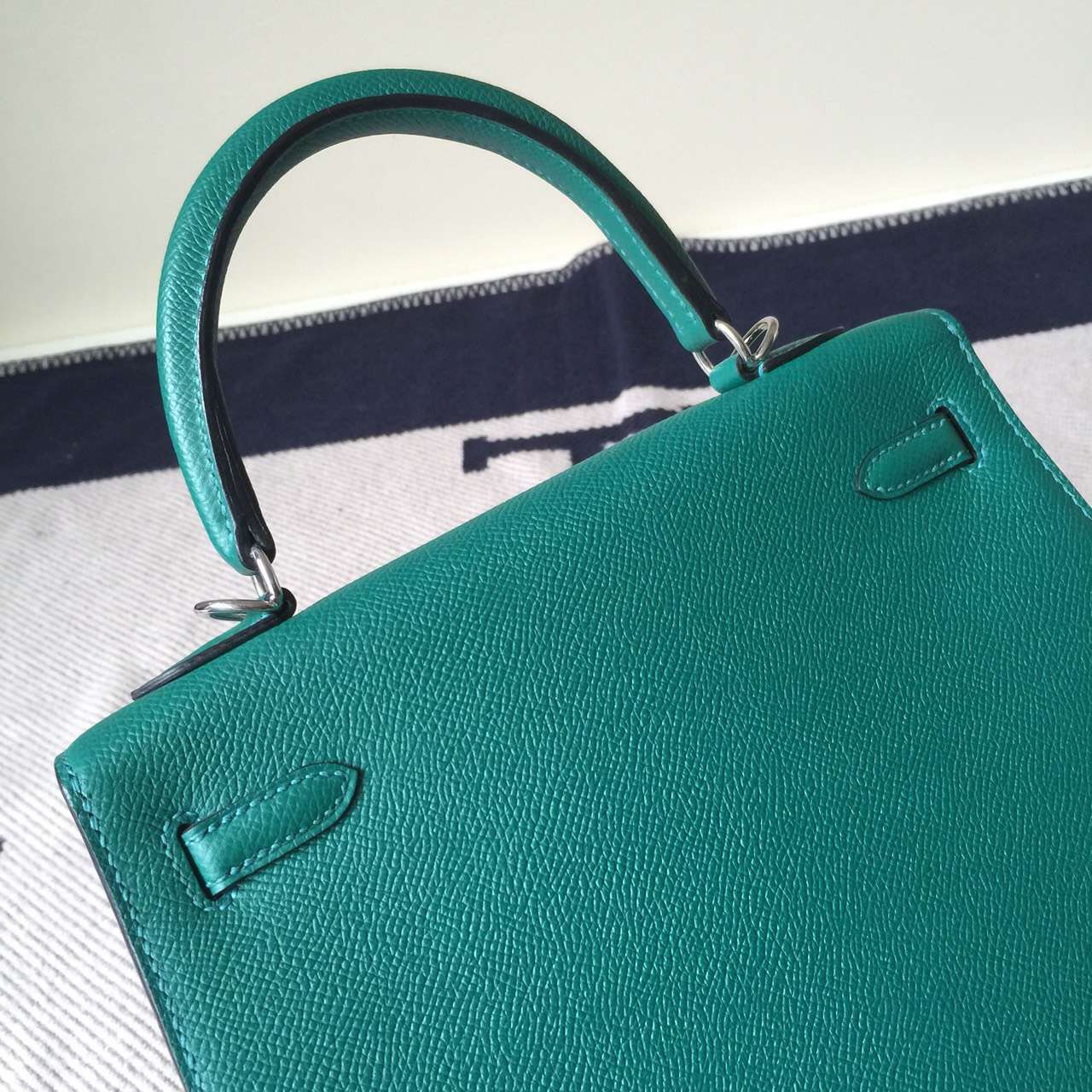 New Noble Hermes Z6 Malachite Green Epsom Leather Kelly Women&#8217;s Bag25cm