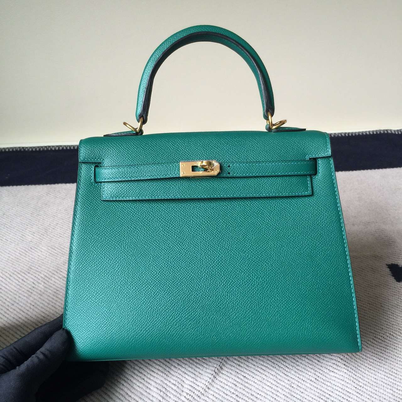 New Noble Hermes Z6 Malachite Green Epsom Leather Kelly Women’s Bag25cm