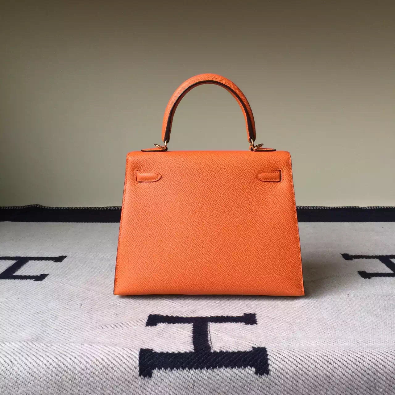 On Sale Hermes Classic Orange Epsom Leather Sellier Kelly Bag25CM