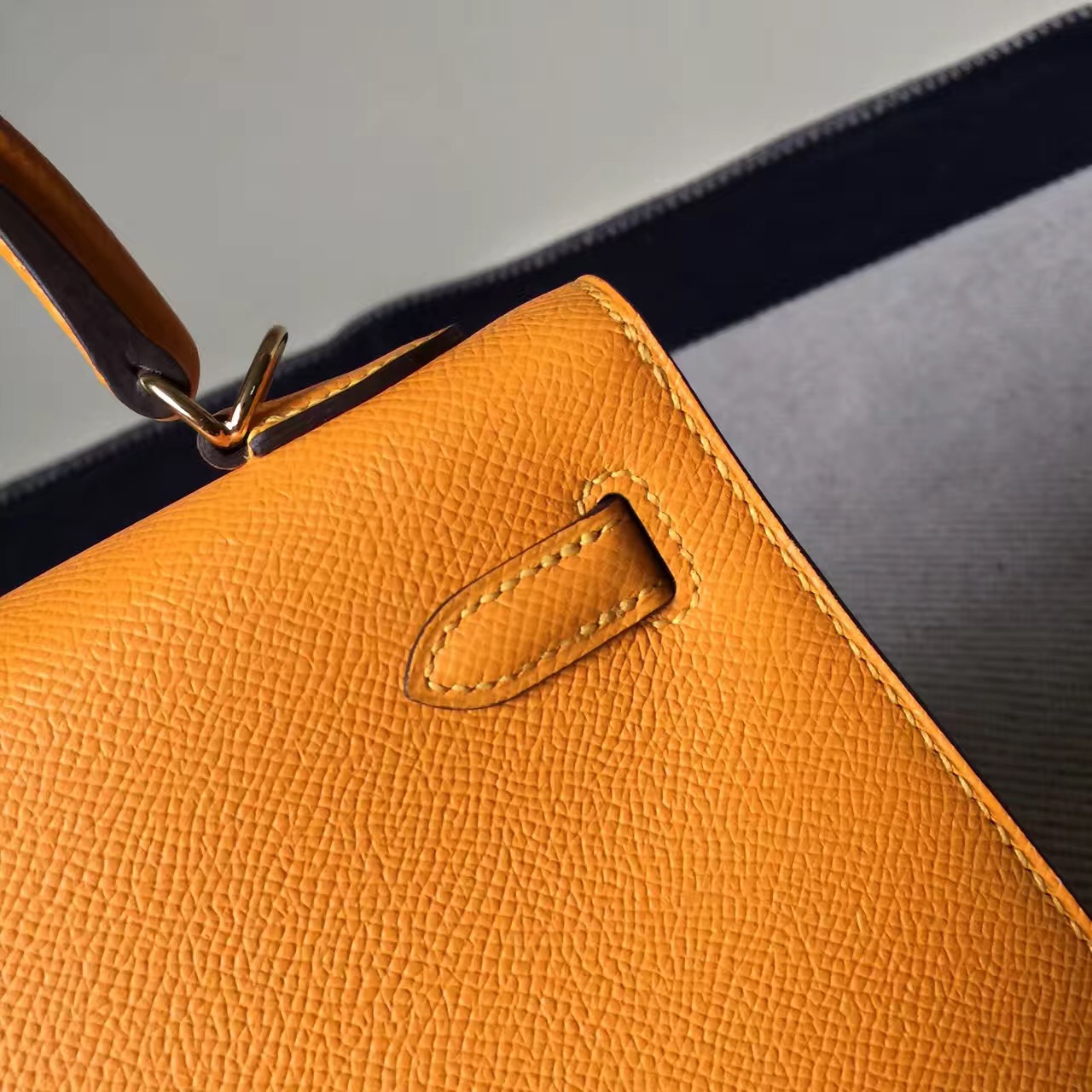 Discount Hermes Epsom Leather Sellier Kelly Bag25CM in 9V Sun Yellow