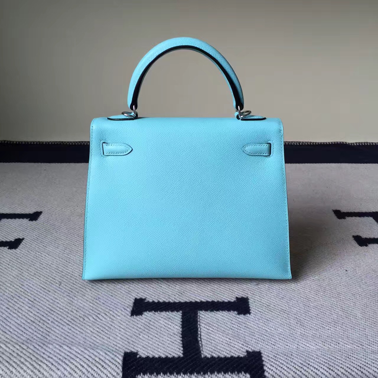 On Sale Hermes Epsom Leather Sellier Kelly Bag25CM in 3P Blue Attol