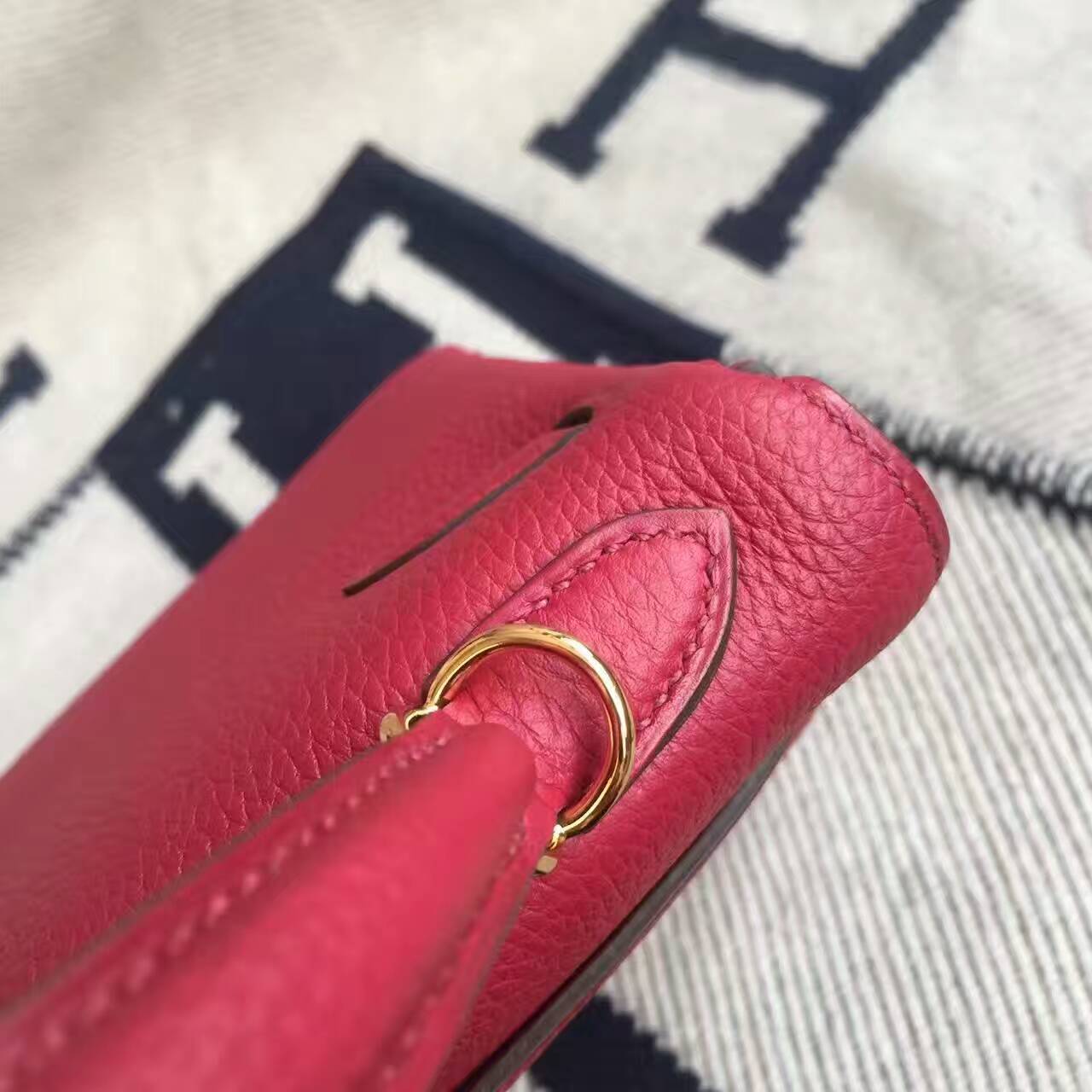 On Sale Hermes K1 Rouge Grenade Togo Calfskin Leather Retourne Kelly Bag25CM