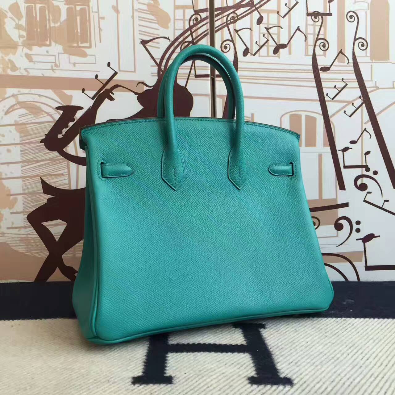 Wholesale Hermes 7F Blue Paon Epsom Calfskin Leather Birkin Bag 25cm