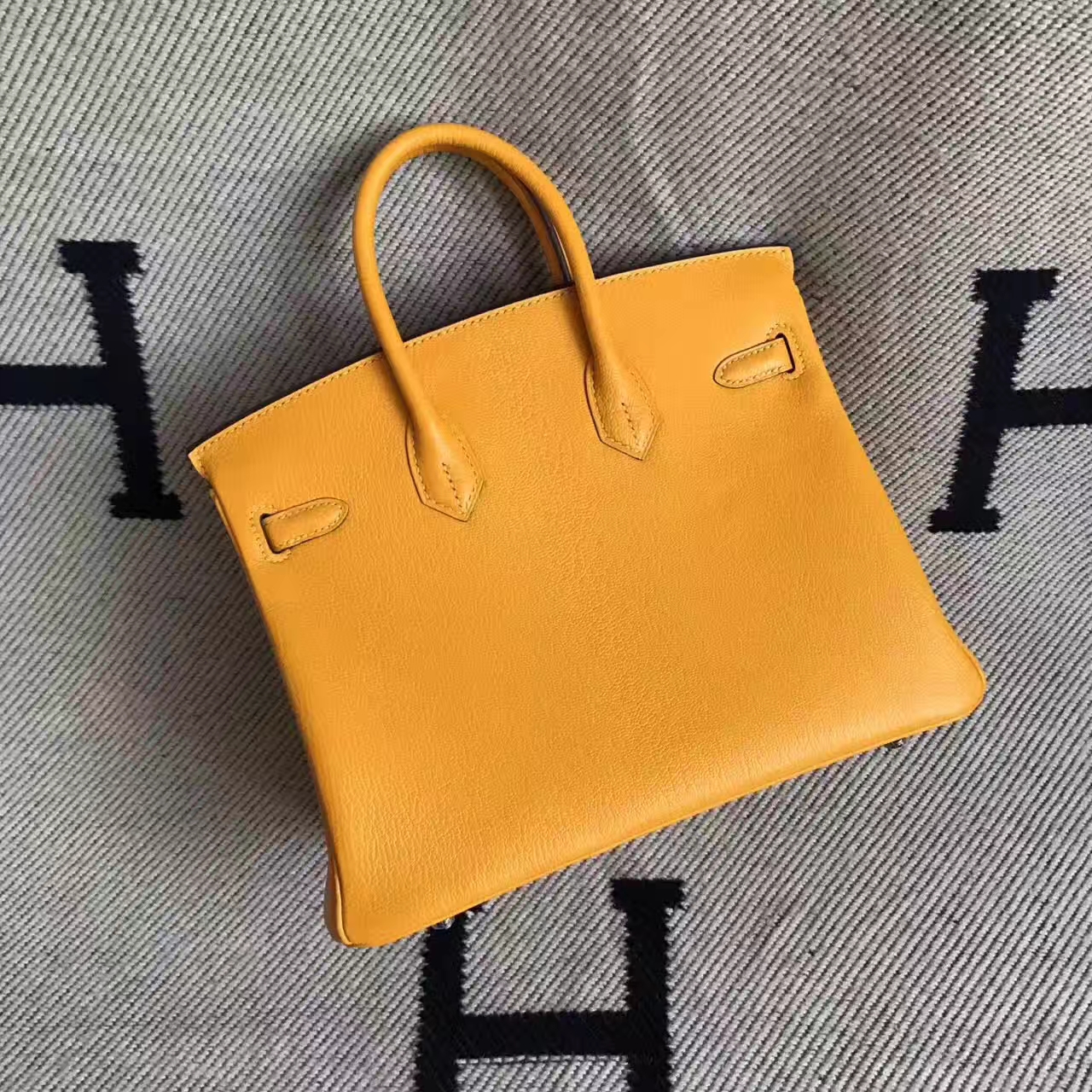 Hand Stitching Hermes 9V Sun Yellow  Chevre Leather Birkin Bag 25cm