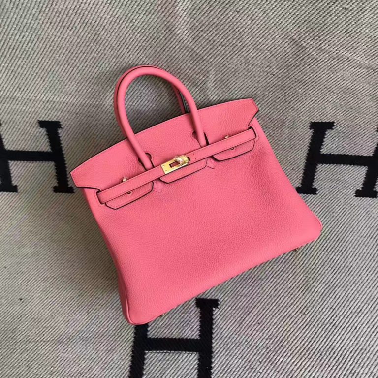 Hermes 8U Rose Lipstick Togo Leather Birkin Bag  25cm