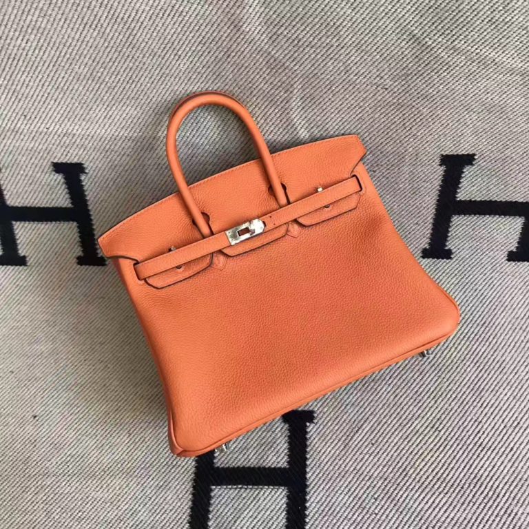 Hermes Togo Leather Birkin Bag  25cm in 93 Orange