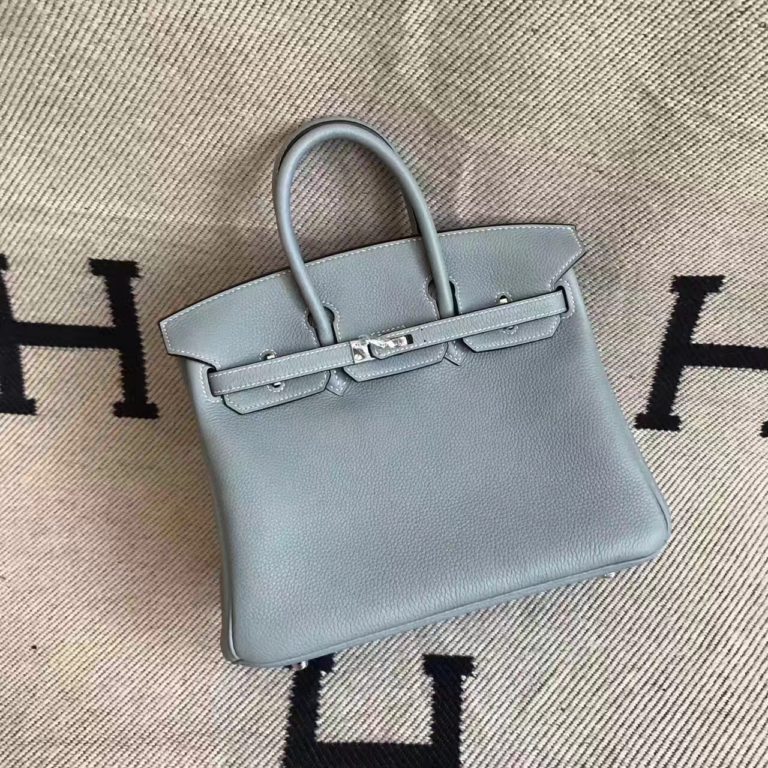 Hand Stitching Hermes Birkin Bag  25cm in J7 Blue Lin Togo Leather
