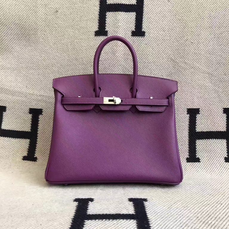Hermes P9 Anemone Purple Epsom Leather Birkin Bag  25cm