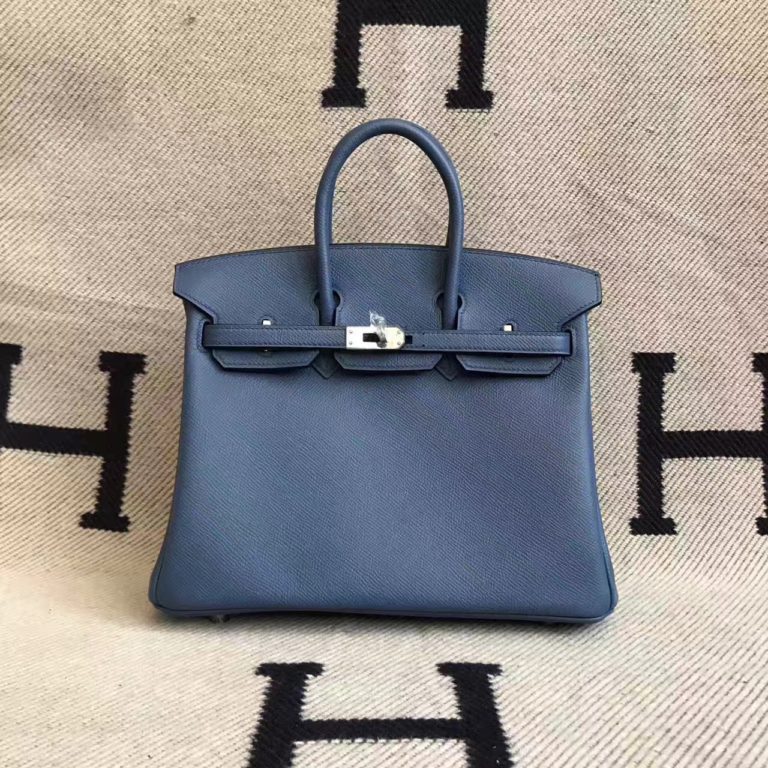Hermes Birkin Bag  25cm in 2R Agate Blue Epsom Leather