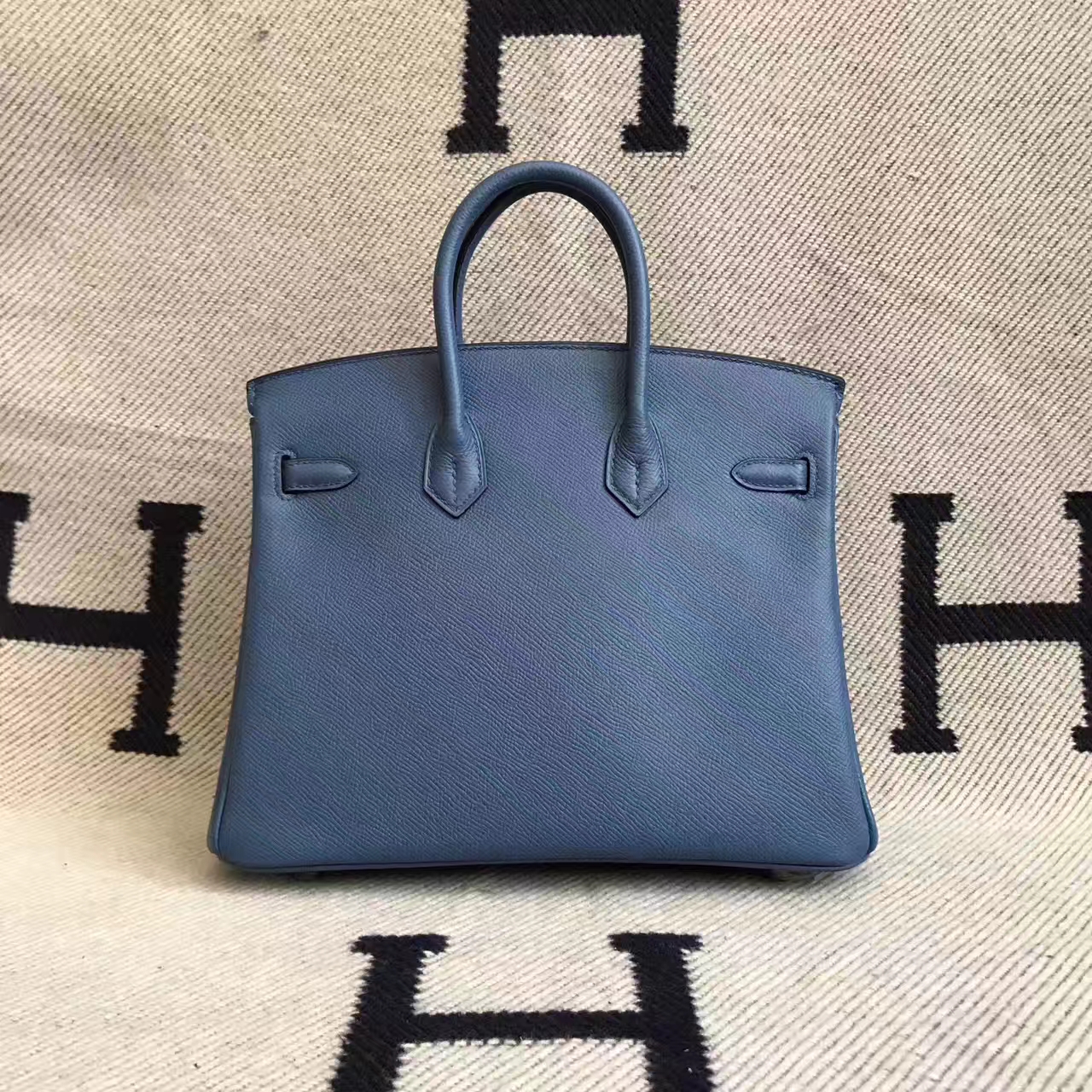 Luxury Hermes Birkin Bag 25cm in 2R Agate Blue Epsom Leather