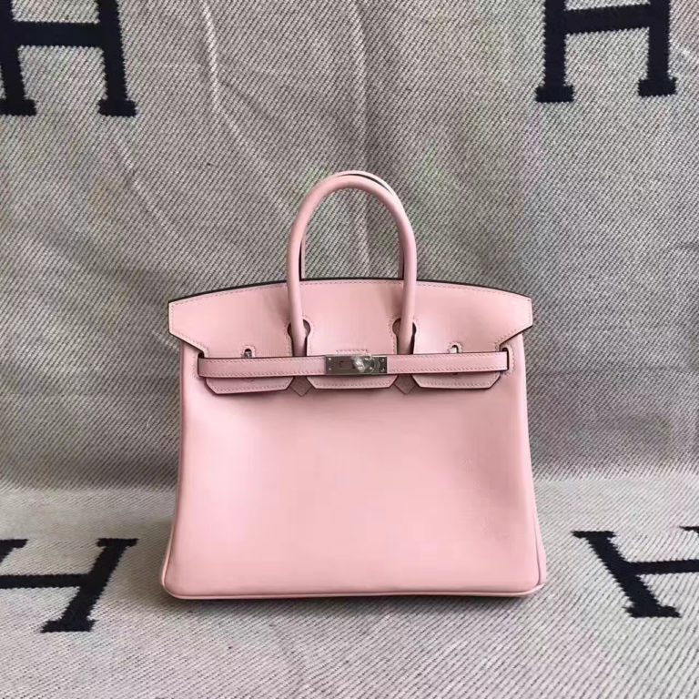 High Quality Hermes 3Q Pink Swift Leather Birkin Bag  25cm