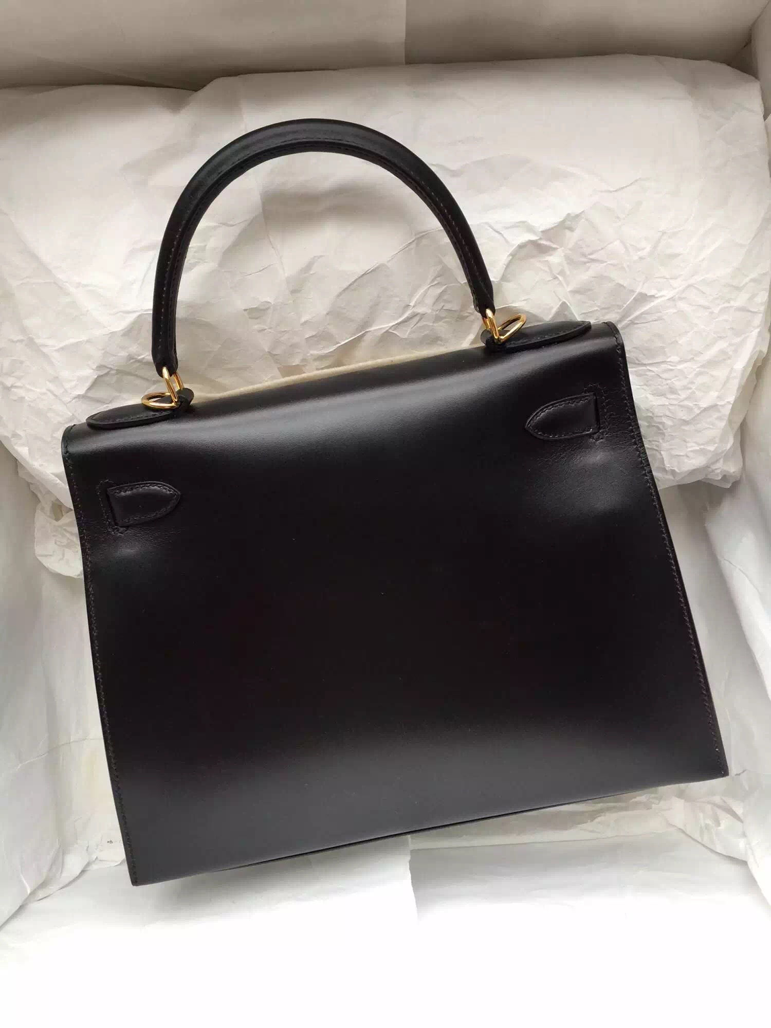 Wholesale Hermes Kelly Bag Sellier Black Box Leather 28cm Women&#8217;s Tote Bag
