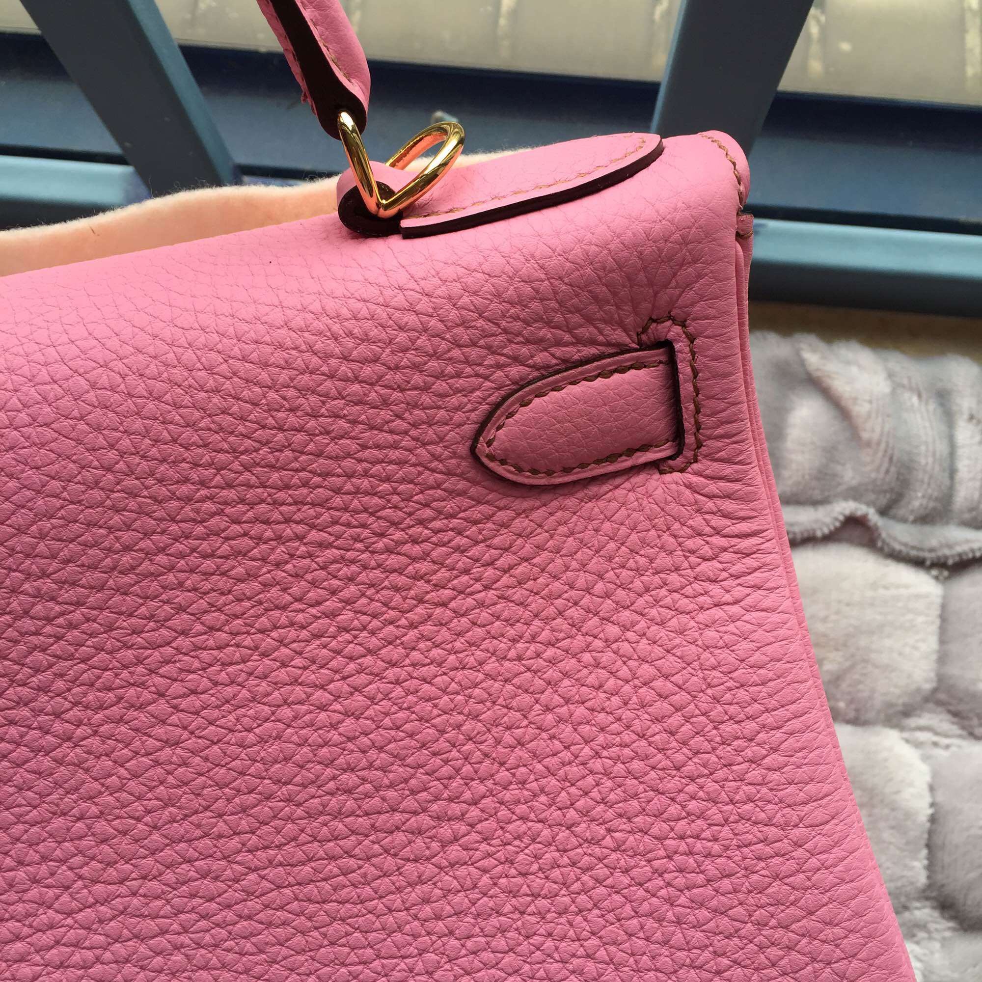 Hot Sale 28CM Hermes Kelly Retourne 5P Pink Togo Leather Women’s Tote Bag