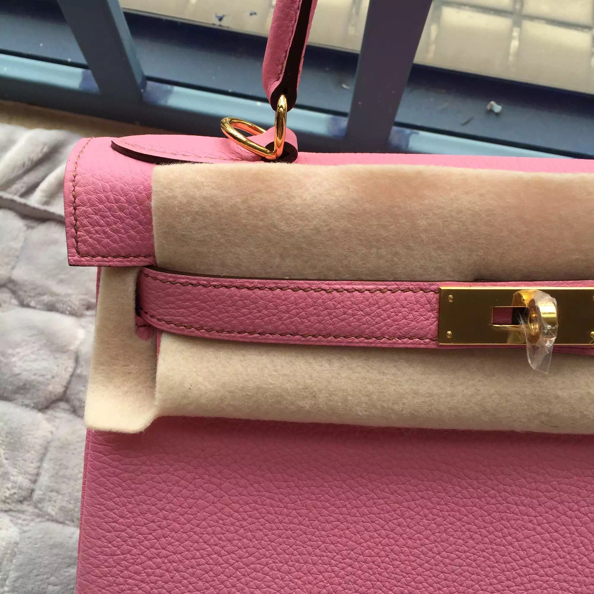 Hot Sale 28CM Hermes Kelly Retourne 5P Pink Togo Leather Women’s Tote Bag