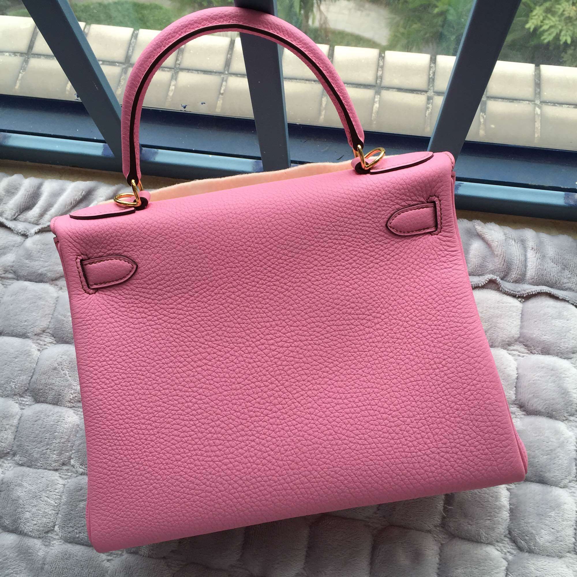 Hot Sale 28CM Hermes Kelly Retourne 5P Pink Togo Leather Women’s Tote Bag