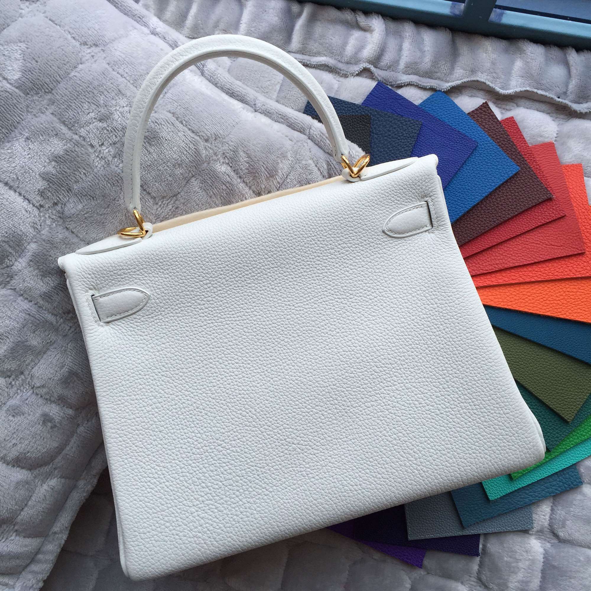 Wholesale Hermes Kelly Bag Retourne in White Togo Leather Women&#8217;s Handbag 28CM
