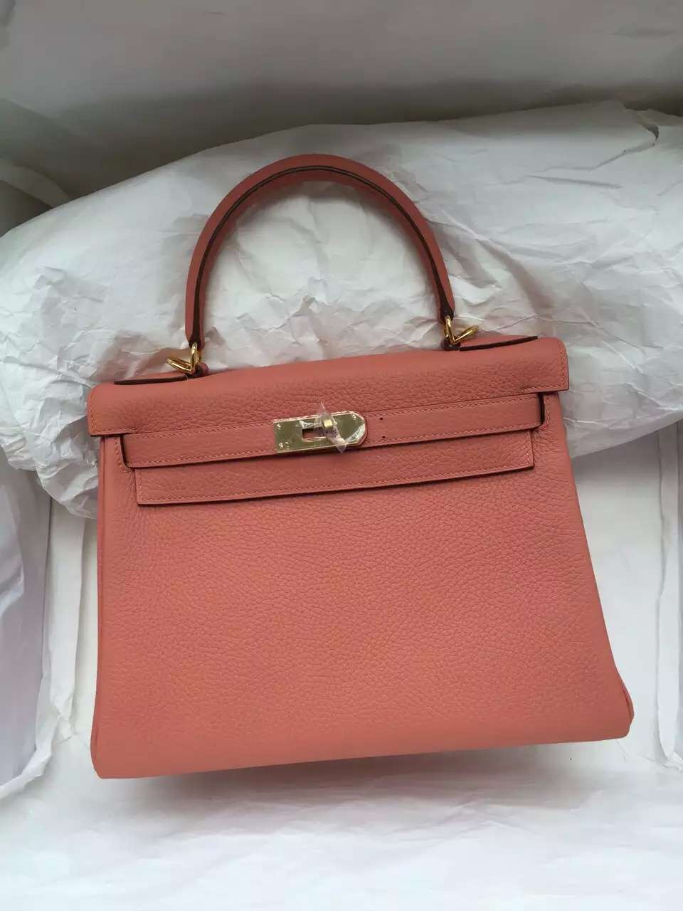 Disount Hermes Kelly Bag Retourne 3L Rose Tea Color Togo Leather Silver Hardware