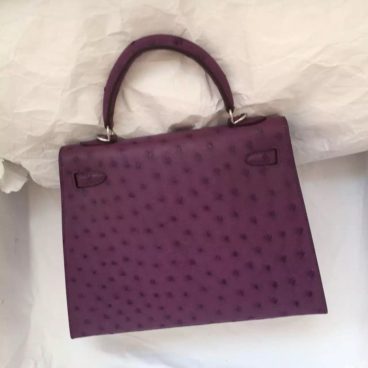 Wholesale Hermes Kelly Bag Sellier in 5C Violet Purple Ostrich Leather 28CM