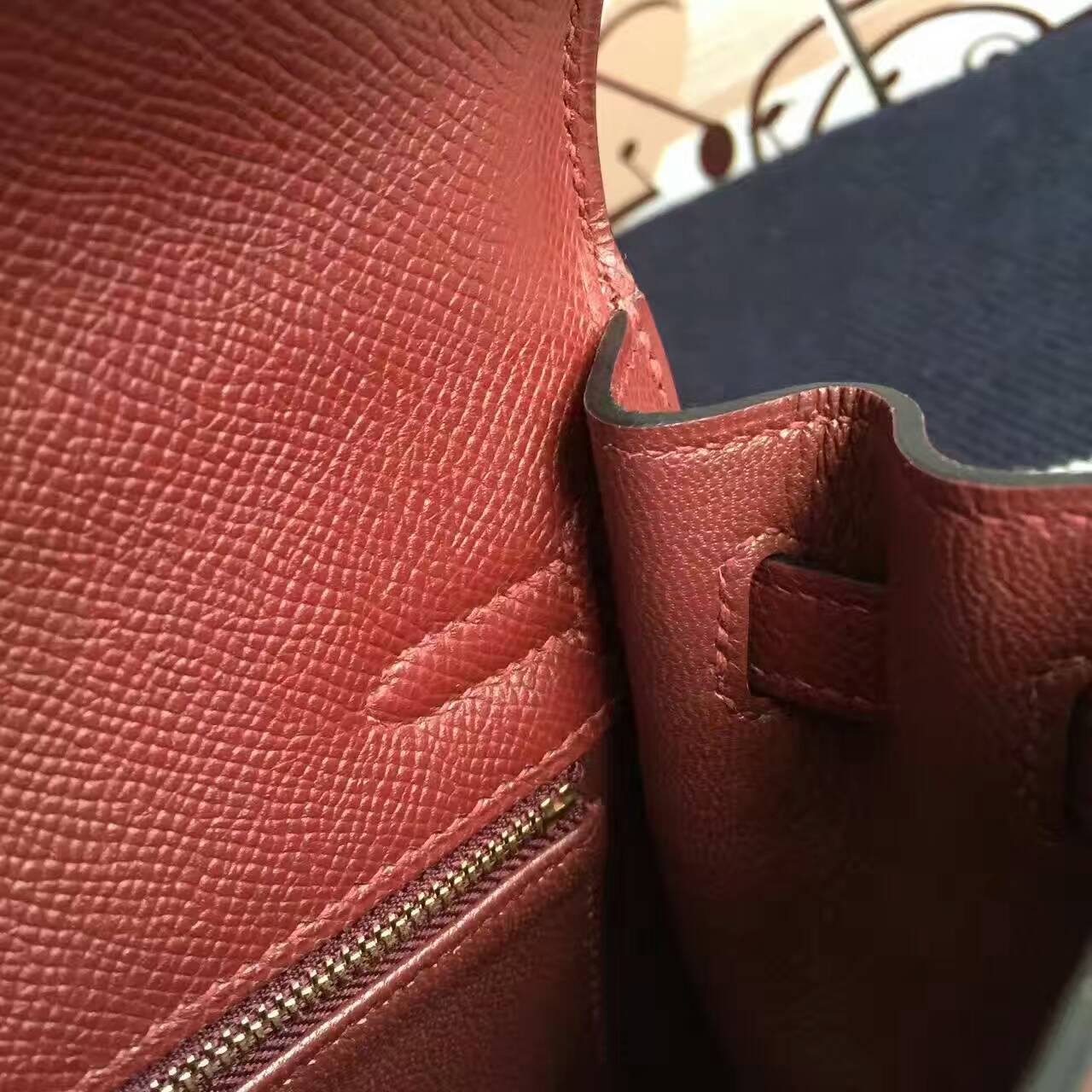 Cheap Hermes Kelly25cm Handbag in CC55 Rouge Hermes Epsom Calfskin Leather